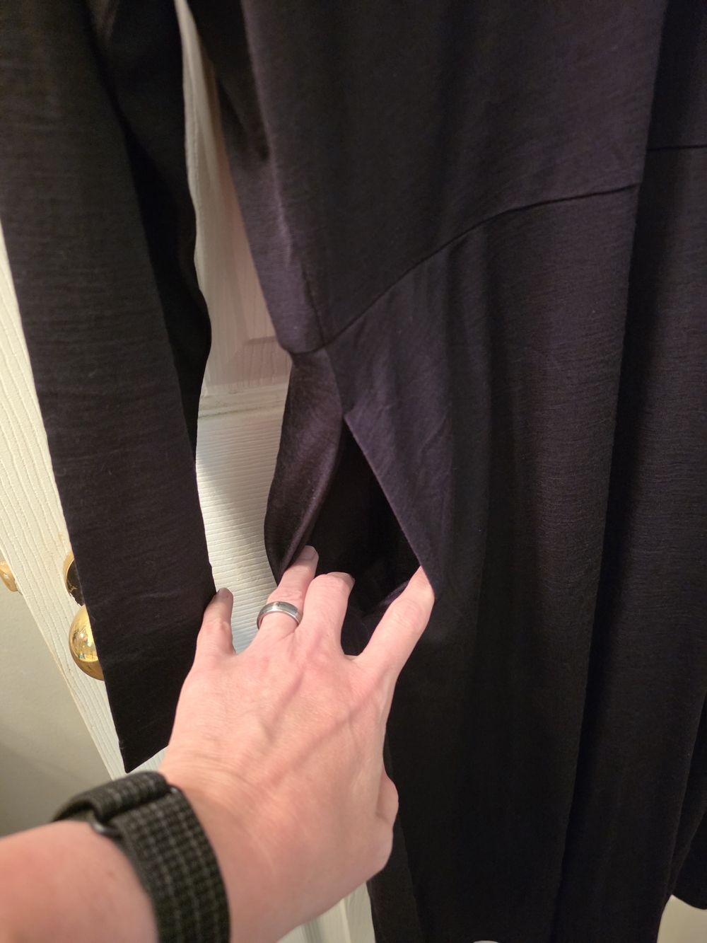 Wool& Talia Black V-Neck Long Sleeve Merino Wool Dress 1X Discontinued Style NEW - Picture 3 of 4